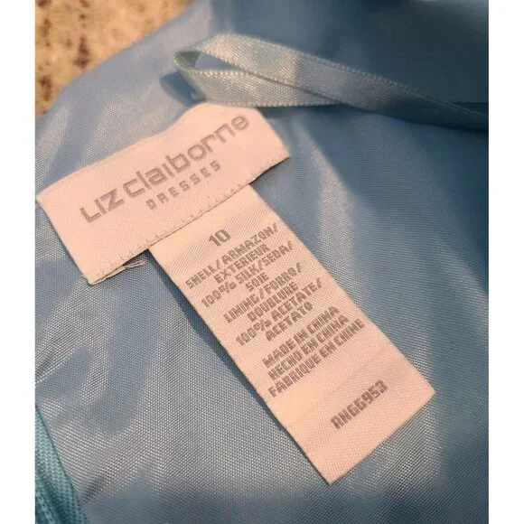 Liz Claiborne 100% Silk Dress Suit Blazer Lined Blue Size 10 2 Piece Office - Picture 10 of 16